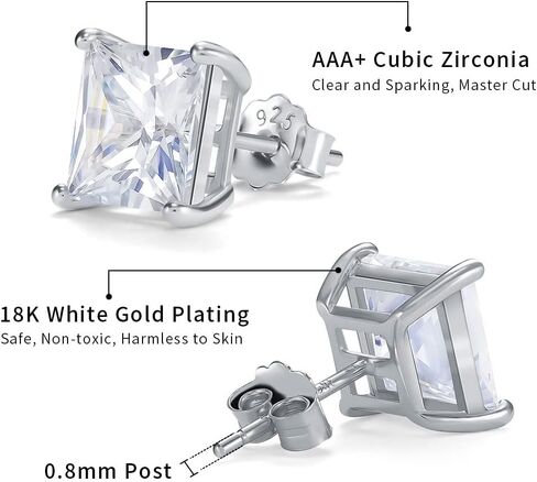 SUPRAONE 18K Gold Plated 925 Sterling Silver Round Cut AAA+ Cubic Zirconia Stud Earrings Set for Girls Women Kids Men in Kuwait