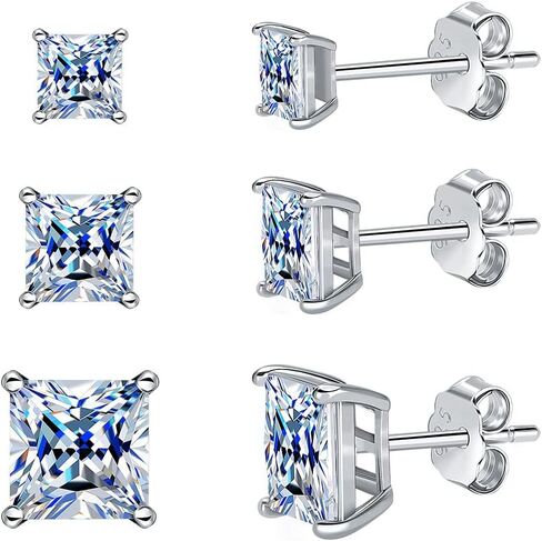 SUPRAONE 18K Gold Plated 925 Sterling Silver Round Cut AAA+ Cubic Zirconia Stud Earrings Set for Girls Women Kids Men in Kuwait