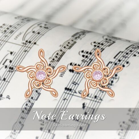 Original Music Note Earrings Studs for Women, Girl, Star/Flower Earring Gift for Music Lovers, S925 Sterling Silver Sensitive Earrings for Women Hypoallergenic Studs in Kuwait