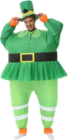 زي تنورة أيرلندية من جوروسايكا، زي تنكري مضحك للحفلات التنكرية للبالغين، زي سانت باتريك ليوم الضربة الجني مع قبعة أيرلندية، زي قابل للنفخ، عطلة منفوخة للنساء in Kuwait