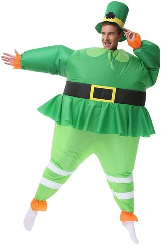 زي تنورة أيرلندية من جوروسايكا، زي تنكري مضحك للحفلات التنكرية للبالغين، زي سانت باتريك ليوم الضربة الجني مع قبعة أيرلندية، زي قابل للنفخ، عطلة منفوخة للنساء in Kuwait