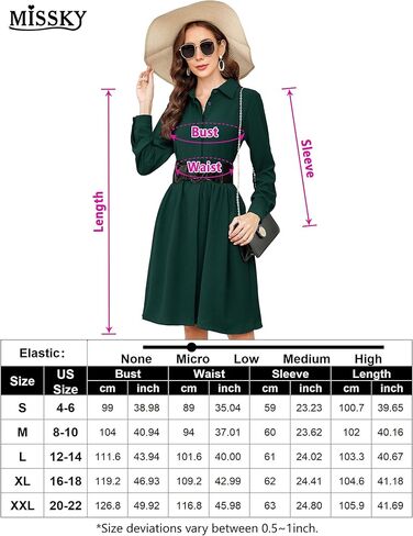 فساتين نسائية كاجوال للعمل متوسطة الطول بحزام غير متماثل وأكمام طويلة وأزرار سفلية للنساء مع جيوب in Kuwait