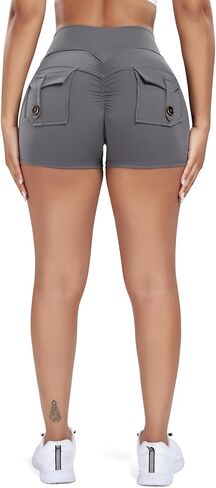 FITTOO Scrunch Butt Lifting Shorts for Women with Pocket Cross High Waist Yoga Workout Booty Shorts in Saudi Arabia