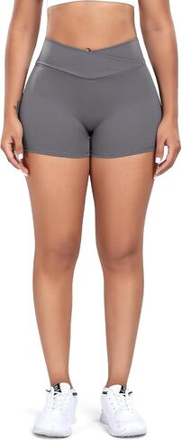 FITTOO Scrunch Butt Lifting Shorts for Women with Pocket Cross High Waist Yoga Workout Booty Shorts in Saudi Arabia