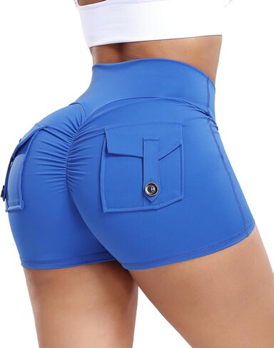 FITTOO Scrunch Butt Lifting Shorts for Women with Pocket Cross High Waist Yoga Workout Booty Shorts in Saudi Arabia