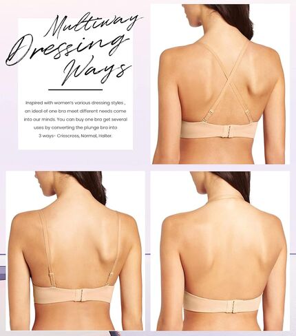 حمالة صدر نسائية من Wekofi ذات سلك داخلي رافعة عميقة على شكل حرف V مثيرة ذات قصة منخفضة متعددة الاتجاهات in Kuwait