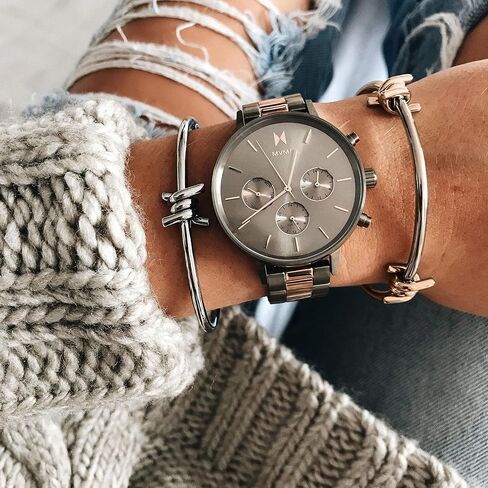 MVMT Women's Double Barbed Cuff Taupe/Rose Gold Bracelet | 160 mm in Saudi Arabia