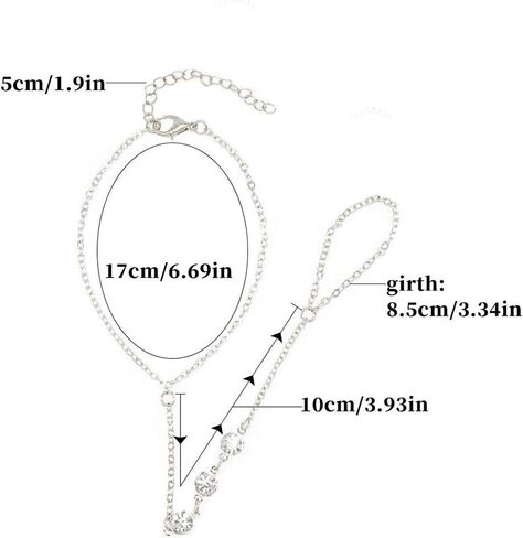 Crystal Hand Chain Rhinestone Finger Ring Bracelets Slave Bracelet for Women and Girls in Kuwait