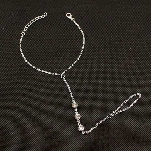 Crystal Hand Chain Rhinestone Finger Ring Bracelets Slave Bracelet for Women and Girls in Kuwait