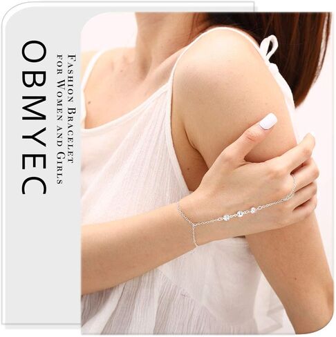 Crystal Hand Chain Rhinestone Finger Ring Bracelets Slave Bracelet for Women and Girls in Kuwait