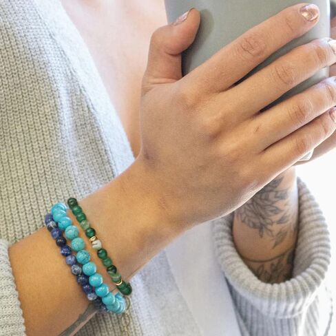 POTESSA Healing Stone Beaded Bracelets for Women Semi-Precious Gemstones Bracelets Pearl Beaded Bracelet Adjustable Strand Bracelets 6MM in Saudi Arabia