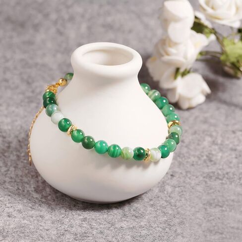 POTESSA Healing Stone Beaded Bracelets for Women Semi-Precious Gemstones Bracelets Pearl Beaded Bracelet Adjustable Strand Bracelets 6MM in Saudi Arabia