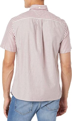 Tommy Hilfiger Men's Essentials Short Sleeve Button Down Shirt in Custom Fit, Rhubarb, LG in Saudi Arabia