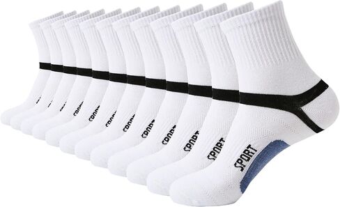Men's Athletic Ankle Quarter Socks Cushion Sport Casual Running Cotton Sock Crew Socks 6 Pack in Saudi Arabia