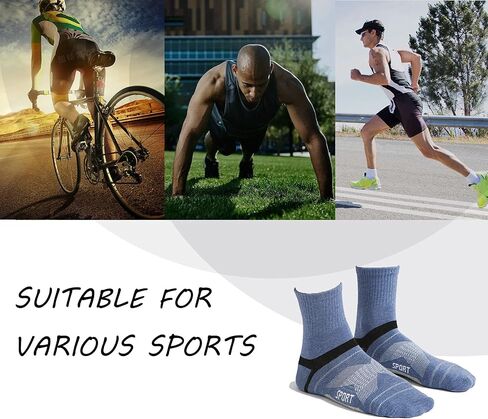 Men's Athletic Ankle Quarter Socks Cushion Sport Casual Running Cotton Sock Crew Socks 6 Pack in Saudi Arabia
