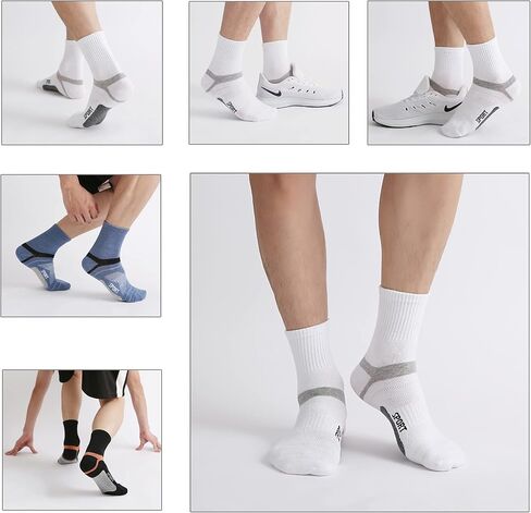 Men's Athletic Ankle Quarter Socks Cushion Sport Casual Running Cotton Sock Crew Socks 6 Pack in Saudi Arabia