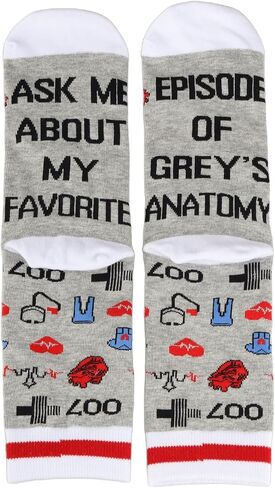 Medicine Theme Tv Show Socks Gift Grey’s TV Show Inspired Socks For Grey’s Fans in Saudi Arabia