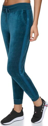 Tommy Hilfiger Women's Drawcord Waist Easy Fit Velour Jogger, Oceanic Green in Saudi Arabia