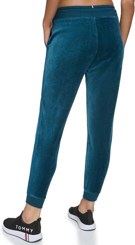 Tommy Hilfiger Women's Drawcord Waist Easy Fit Velour Jogger, Oceanic Green in Saudi Arabia