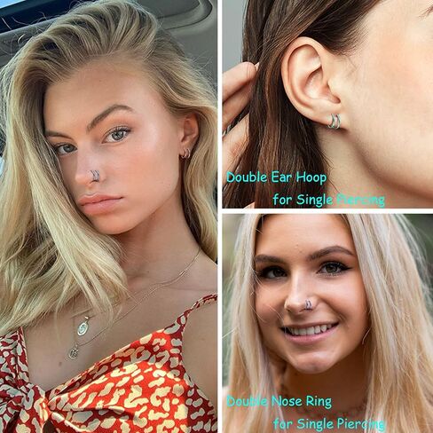 ZZHDCC 36PCS Colorful Nose Rings Hoops 316L Surgical Steel Small Hoop Cartilage Piercing for Women Men 6MM 8MM 10MM Lip Hoop Earrings Nose Piercing Jewelry 20G Double Hoop Nose Ring Set in Saudi Arabia