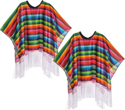 Frcctre 2 Pack Kids Mexican Serape Poncho, Colorful Cinco De Mayo Serape Poncho Mexican Theme Party Kids Costume Party Decorations Costume Supplies in Saudi Arabia