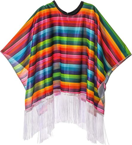 Frcctre 2 Pack Kids Mexican Serape Poncho, Colorful Cinco De Mayo Serape Poncho Mexican Theme Party Kids Costume Party Decorations Costume Supplies in Saudi Arabia