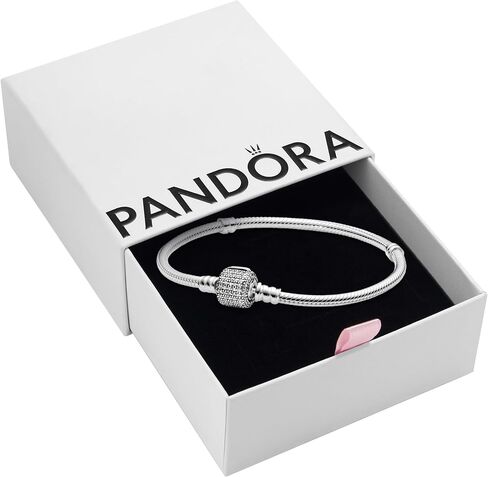 Pandora Moments Sparkling Pavé Clasp Snake Chain Bracelet - Compatible Moments Charms - Sterling Silver Charm Bracelet for Women - Gift for Her, With Gift Box in Saudi Arabia