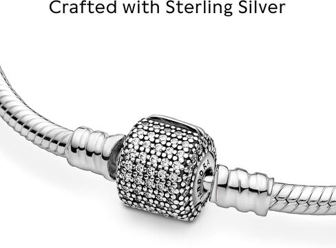 Pandora Moments Sparkling Pavé Clasp Snake Chain Bracelet - Compatible Moments Charms - Sterling Silver Charm Bracelet for Women - Gift for Her, With Gift Box in Saudi Arabia