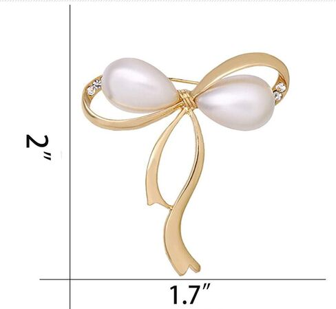دبابيس القوس تقليد اللؤلؤ بسيطة Bowknot كليب دبوس للنساء فستان شال in Saudi Arabia