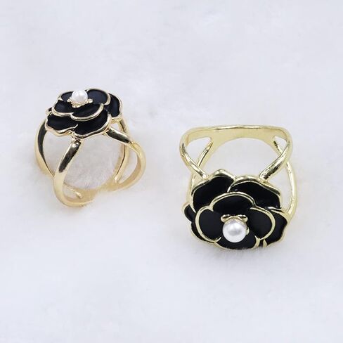 Women's Elegant Camellia Flower Scarf Buckle,Pearl Floral Scarf Ring Clip, Scarf Ring Buckle Women Fashion Metal Shawl Clip Buckle Lady Girls Decoration Accessories in Kuwait