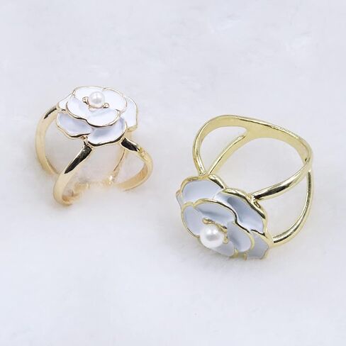 Women's Elegant Camellia Flower Scarf Buckle,Pearl Floral Scarf Ring Clip, Scarf Ring Buckle Women Fashion Metal Shawl Clip Buckle Lady Girls Decoration Accessories in Kuwait