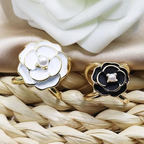 Women's Elegant Camellia Flower Scarf Buckle,Pearl Floral Scarf Ring Clip, Scarf Ring Buckle Women Fashion Metal Shawl Clip Buckle Lady Girls Decoration Accessories in Kuwait