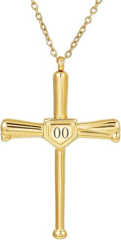 Baseball Bats Cross Necklace with Number Stainless Steel 18K Gold Plated Charm Sports Pendant Gift in Kuwait