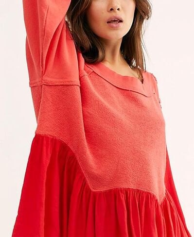 Yuemengxuan المرأة Crewneck البلوز فستان طويل الأكمام البلوز القمم Y2k غير النظامية هيم المتضخم بلوزات البلوفرات in Saudi Arabia