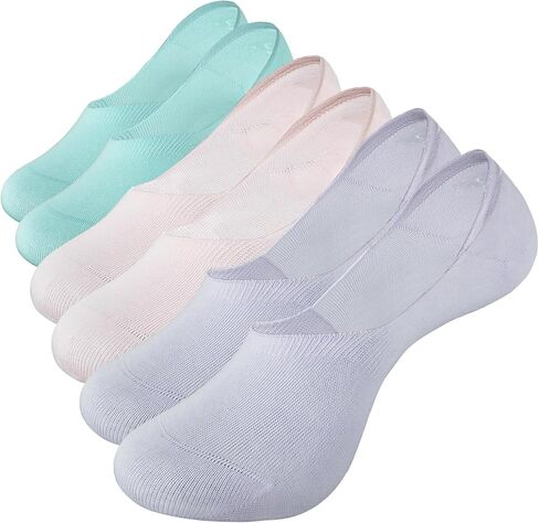 Bauvale Women's 6-Pack Mixed Anti Slip Odor Resist Seamless Thin No Show Invisible Socks,Size 4-9 in Kuwait