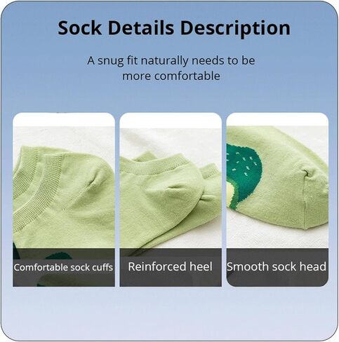 Fruit Embroidered Ankle Lemon,Strawberry,Peach,Banana,Avocado Socks Cute Low Cut Socks for Women, Ladies, Girls, Assorted, 5-9 in Saudi Arabia