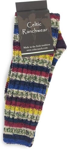 جوارب صوف أيرلندية من Fair Isle للنساء، جوارب ملونة بطول الركبة، صنعت في أيرلندا in Kuwait