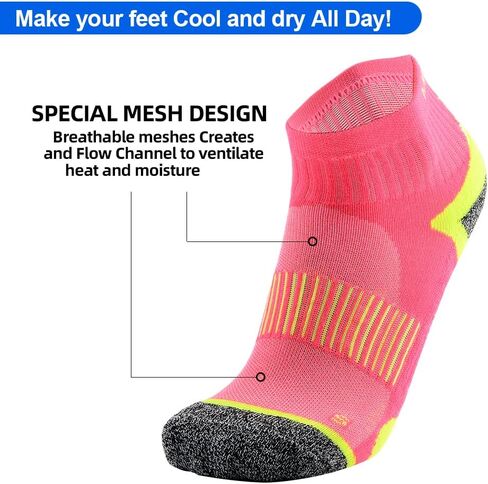 جوارب للجري للكاحل للنساء والرجال، جوارب رياضية بدون عرض مبطنة (6 أزواج) in Kuwait