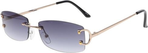 FLAWLESS EYEWEAR Small Narrow Rimless Sunglasses Fashion Rectangle Tinted Lens 90s Frameless Glasses for Women Men in Saudi Arabia