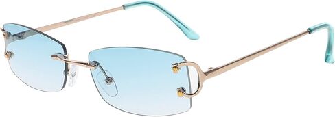 FLAWLESS EYEWEAR Small Narrow Rimless Sunglasses Fashion Rectangle Tinted Lens 90s Frameless Glasses for Women Men in Saudi Arabia