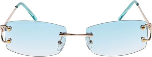 FLAWLESS EYEWEAR Small Narrow Rimless Sunglasses Fashion Rectangle Tinted Lens 90s Frameless Glasses for Women Men in Saudi Arabia