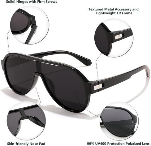 FEISEDY Polarized Men Women Sunglasses, Oversized Aviator Fahion One Piece Sun Glasses, Lightweight TR90 Frame B4080 in Saudi Arabia