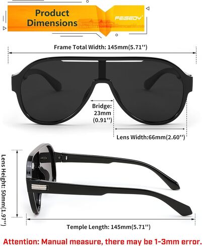 FEISEDY Polarized Men Women Sunglasses, Oversized Aviator Fahion One Piece Sun Glasses, Lightweight TR90 Frame B4080 in Saudi Arabia