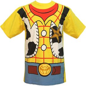 Toy Story Buzz Lightyear and Woody Costume T-Shirt (Woody, Yellow, Large)