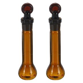 PATIKIL 5ml Volumetric Flask, 2Pcs 3.3 Borosilicate Glass Graduated Volumetric Measuring Flask with Glass Stopper Tolerance 0.30ml for Lab Experiment, Amber