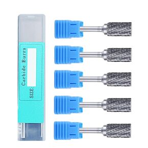 5PCS 1/2 Inch(12mm) SA-5 Tungsten Carbide Burr Rotary File, 1/4"（6mm） Shank Double Cut Rotary File for Rotary Die Grinder Drill Bits