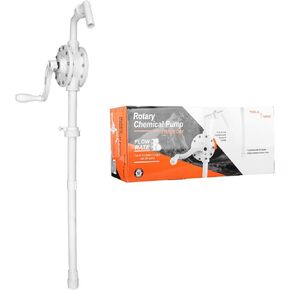 TERA PUMP Barrel Pump for 55 Gallon Barrel, Heavy Duty Polypropylene Material, Hand Crank Action Pump, 10 GPM, Corrosion Resistant, Fits 15 to 55 Gallon Drums, for Chemicals, DEF, Hydraulic Fluid