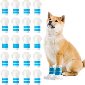 Disposable Dog Shoes for Paw Protection, 20 Pcs Dog Boots Foot Covers with Adjustable Straps, Dog Disposable Foot Covers for Outdoor & Indoor Walking (Medium)