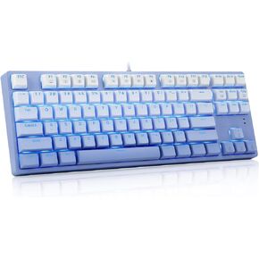 HUO JI E-YOOSO Mechanical Gaming Keyboard with Gradient Blue PBT Keycaps Red Switches LED Backlit Wired 87 Key Tenkeyness for Windows PC
