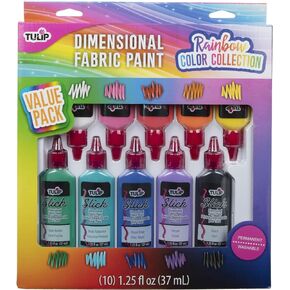 مجموعات طلاء الأبعاد TULIP 44889 Dfpt Multi 1.25oz 10Pk Rainbow Color Collection، 1.25 Fl Oz (عبوة من 10)، كما هو مفصل